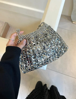 Beaded Pearl Silver Bag Summer Mini Shoulder Bag