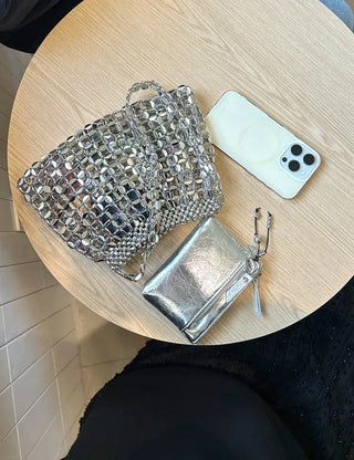 Beaded Pearl Silver Bag Summer Mini Shoulder Bag