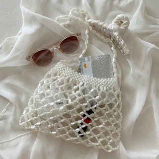 Beaded Pearl Silver Bag Summer Mini Shoulder Bag