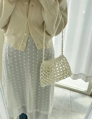 Beaded Pearl Silver Bag Summer Mini Shoulder Bag