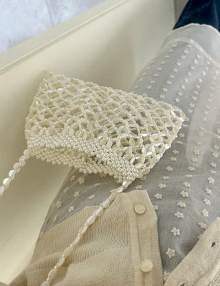 Beaded Pearl Silver Bag Summer Mini Shoulder Bag
