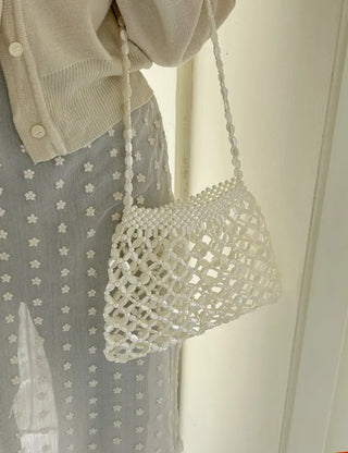 Beaded Pearl Silver Bag Summer Mini Shoulder Bag