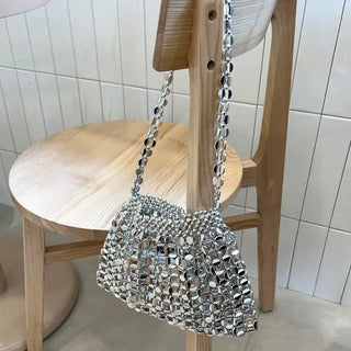 Beaded Pearl Silver Bag Summer Mini Shoulder Bag