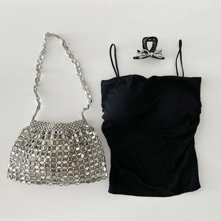 Beaded Pearl Silver Bag Summer Mini Shoulder Bag