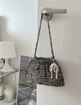 Beaded Pearl Silver Bag Summer Mini Shoulder Bag