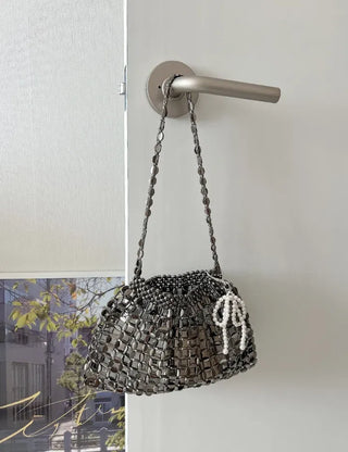 Beaded Pearl Silver Bag Summer Mini Shoulder Bag