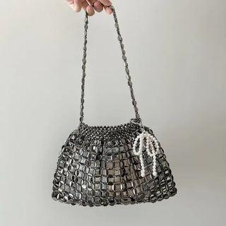 Beaded Pearl Silver Bag Summer Mini Shoulder Bag