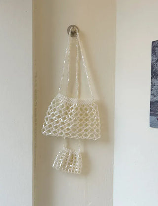 Beaded Pearl Silver Bag Summer Mini Shoulder Bag