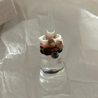 1+1 Marble Bead Formica Ring