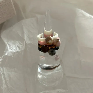 1+1 Marble Bead Formica Ring