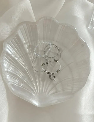 Set Antique Four-Leaf Clover Bead Ring Set