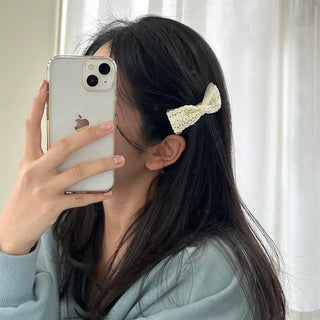 2 Types of Punched Lace Ribbon Snap Clips Hair Claw Clips