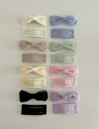 2 Types of Punched Lace Ribbon Snap Clips Hair Claw Clips
