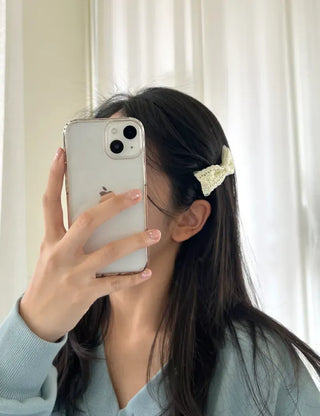 2 Types of Punched Lace Ribbon Snap Clips Hair Claw Clips