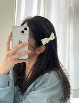 2 Types of Punched Lace Ribbon Snap Clips Hair Claw Clips