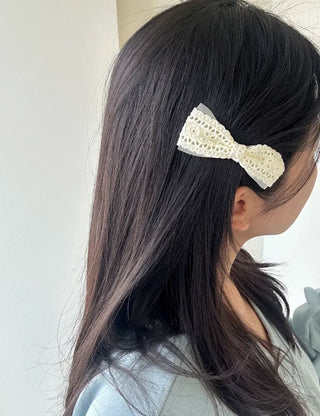 2 Types of Punched Lace Ribbon Snap Clips Hair Claw Clips