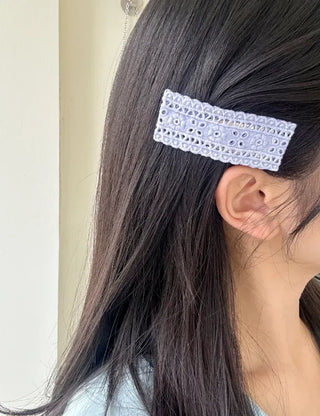 2 Types of Punched Lace Ribbon Snap Clips Hair Claw Clips