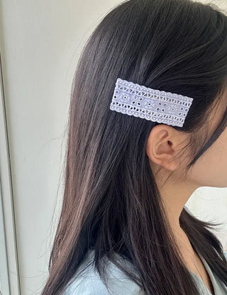 2 Types of Punched Lace Ribbon Snap Clips Hair Claw Clips