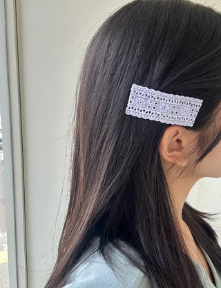 2 Types of Punched Lace Ribbon Snap Clips Hair Claw Clips
