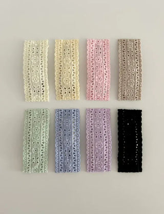 2 Types of Punched Lace Ribbon Snap Clips Hair Claw Clips
