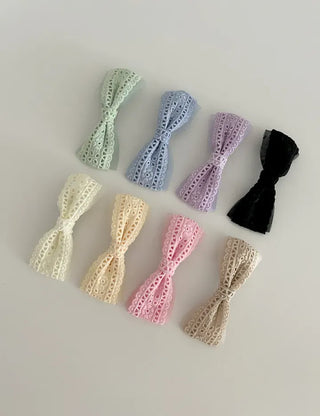 2 Types of Punched Lace Ribbon Snap Clips Hair Claw Clips