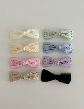 2 Types of Punched Lace Ribbon Snap Clips Hair Claw Clips