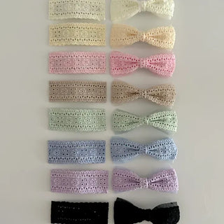 2 Types of Punched Lace Ribbon Snap Clips Hair Claw Clips