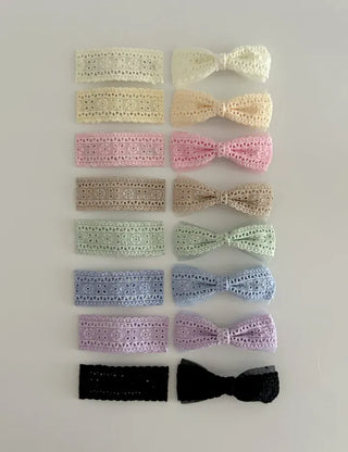 2 Types of Punched Lace Ribbon Snap Clips Hair Claw Clips