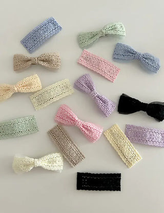 2 Types of Punched Lace Ribbon Snap Clips Hair Claw Clips