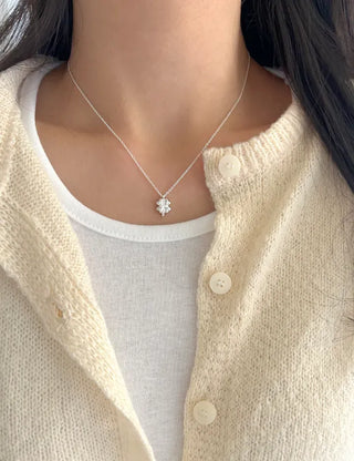 Silver 925 Four-Leaf Clover Basic Friendship Silver Necklace