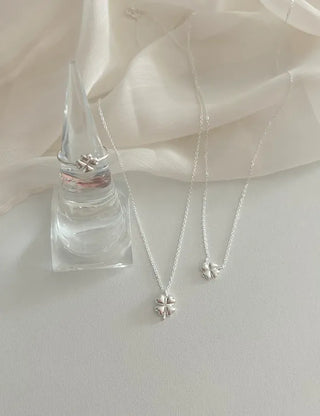 Silver 925 Four-Leaf Clover Basic Friendship Silver Necklace