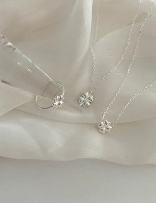 Silver 925 Four-Leaf Clover Basic Friendship Silver Necklace