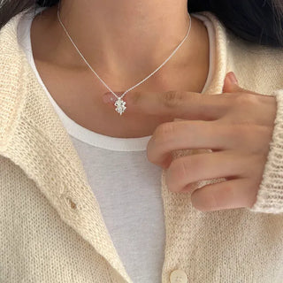 Silver 925 Four-Leaf Clover Basic Friendship Silver Necklace