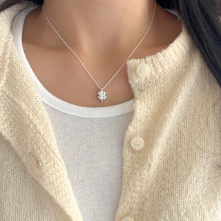 Silver 925 Four-Leaf Clover Basic Friendship Silver Necklace