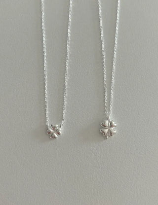 Silver 925 Four-Leaf Clover Basic Friendship Silver Necklace