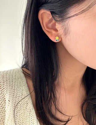 Set of 3 Yellow Spring Flower Pearl Mini Earrings