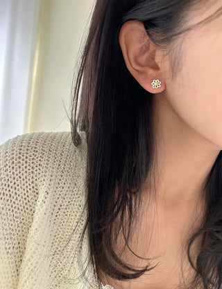 Set of 3 Yellow Spring Flower Pearl Mini Earrings