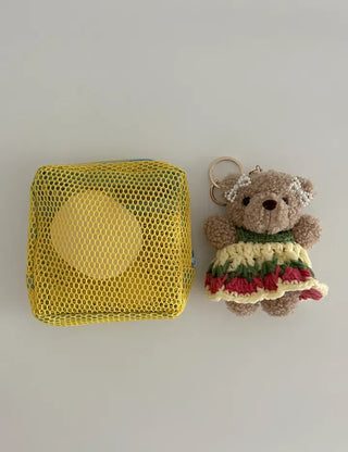 Resort look dress, teddy bear keyring, bag decoration