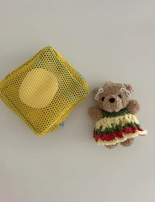 Resort look dress, teddy bear keyring, bag decoration