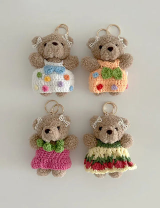 Resort look dress, teddy bear keyring, bag decoration