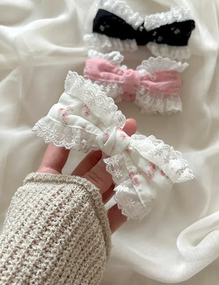 Flower Chiffon Lace Banana Pin / Scrunchie