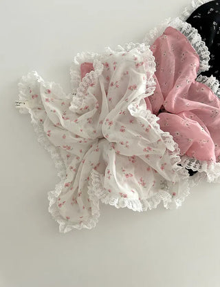 Flower Chiffon Lace Banana Pin / Scrunchie
