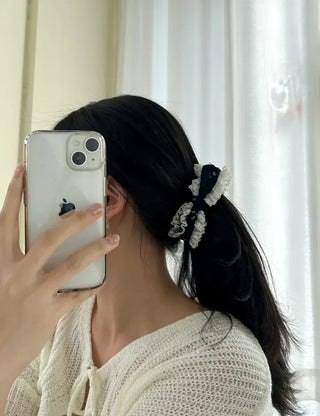 Flower Chiffon Lace Banana Pin / Scrunchie