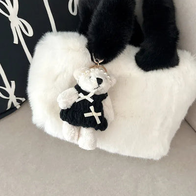 Pearl Headband Teddy Bear Cute Keyring