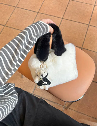 Pearl Headband Teddy Bear Cute Keyring
