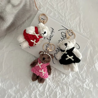 Pearl Headband Teddy Bear Cute Keyring