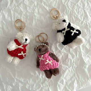 Pearl Headband Teddy Bear Cute Keyring