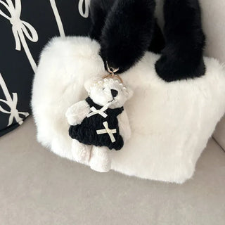 Pearl Headband Teddy Bear Cute Keyring