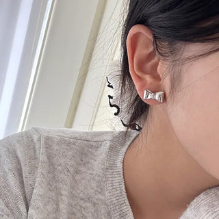 Metal Volume Ribbon Mini Fashion Earrings