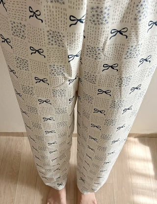 Navy Ribbon Homewear Pajamas Women's Sleepwear Pants